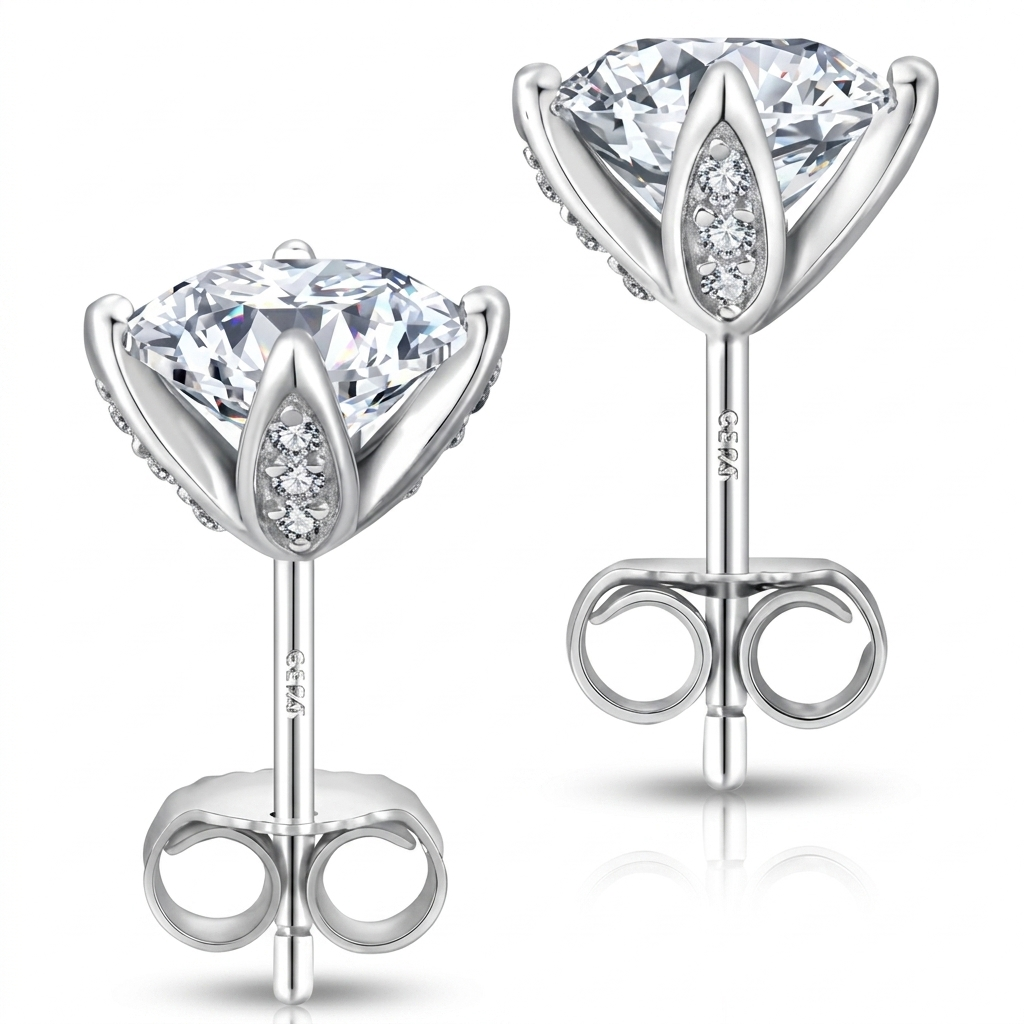 Moissanite Tulip Stud Earrings — hero