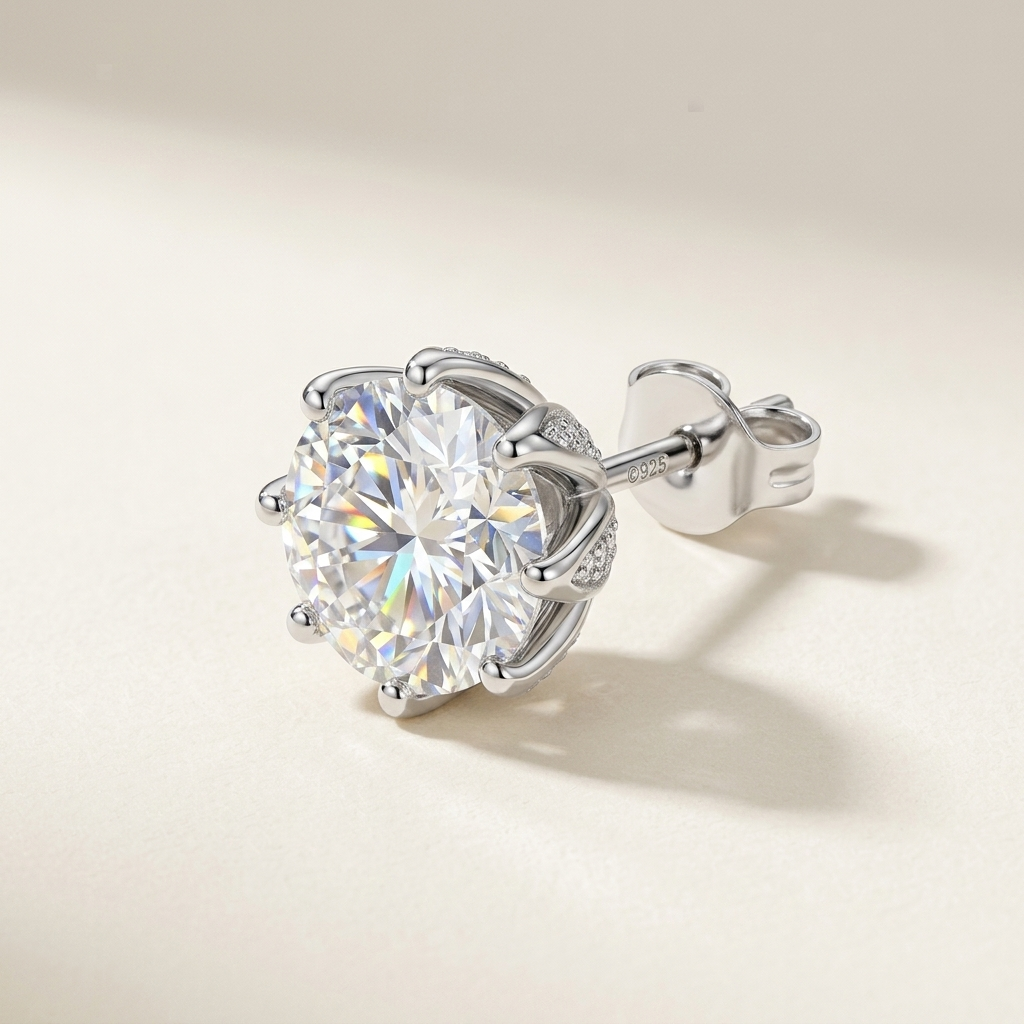 Moissanite Tulip Stud Earrings — cream beauty