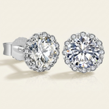 Moissanite Halo Solitaire Stud Earrings — cream beauty