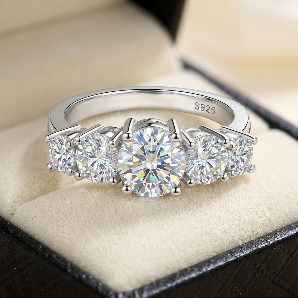 Men's moissanite channel-set ring macro close-up, Raiment Jewelry & Co.