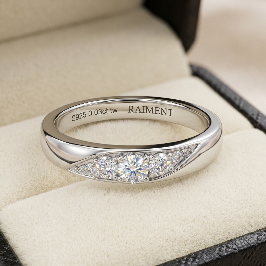 Moissanite trio cluster ring macro close-up, Raiment Jewelry & Co.