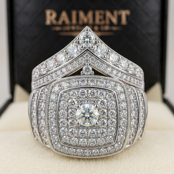 Moissanite Chevron Crown Ring 1.00ct