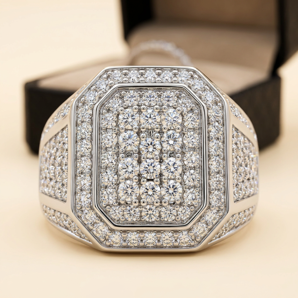 Oval-cut moissanite ring macro close-up, Raiment Jewelry & Co.