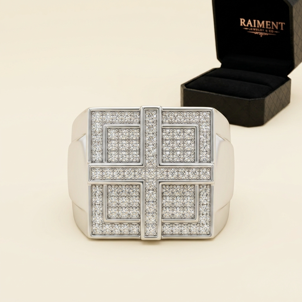 Moissanite whisper-thin band ring on cream background, Raiment Jewelry & Co.