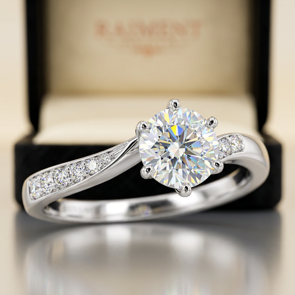 Moissanite Wave Accent Ring