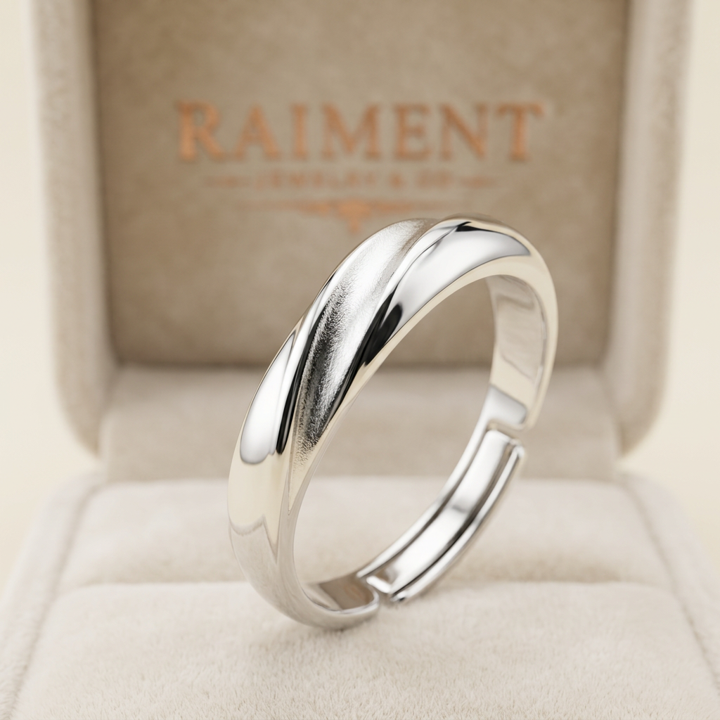 Men's polished band ring macro close-up, Raiment Jewelry & Co.