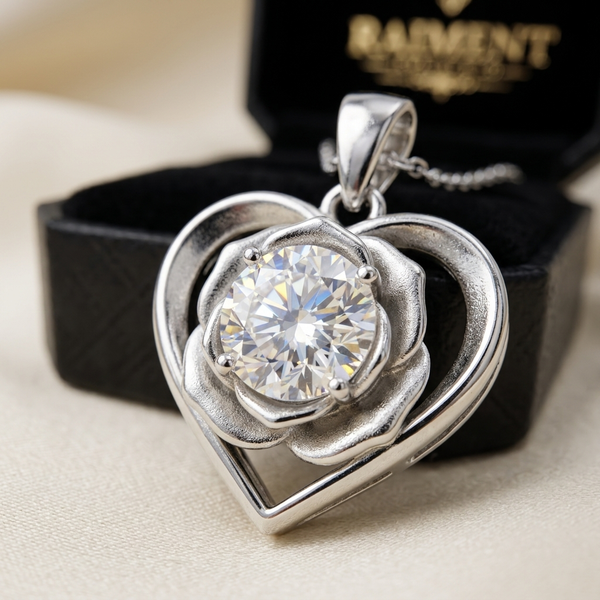 Moissanite Rose Heart Necklace 1.00ct