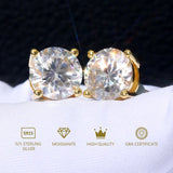 Moissanite 4-Claw Stud Gold 10mm (4.00ct)