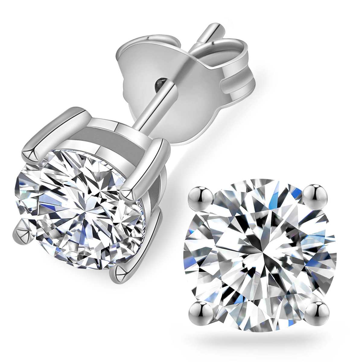 Moissanite 4-Claw Stud Silver 4mm (0.30ct)