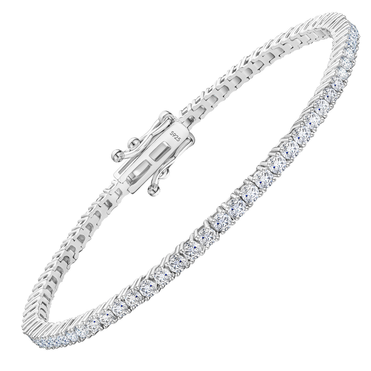 2mm Moissanite Tennis Bracelet Silver 7"