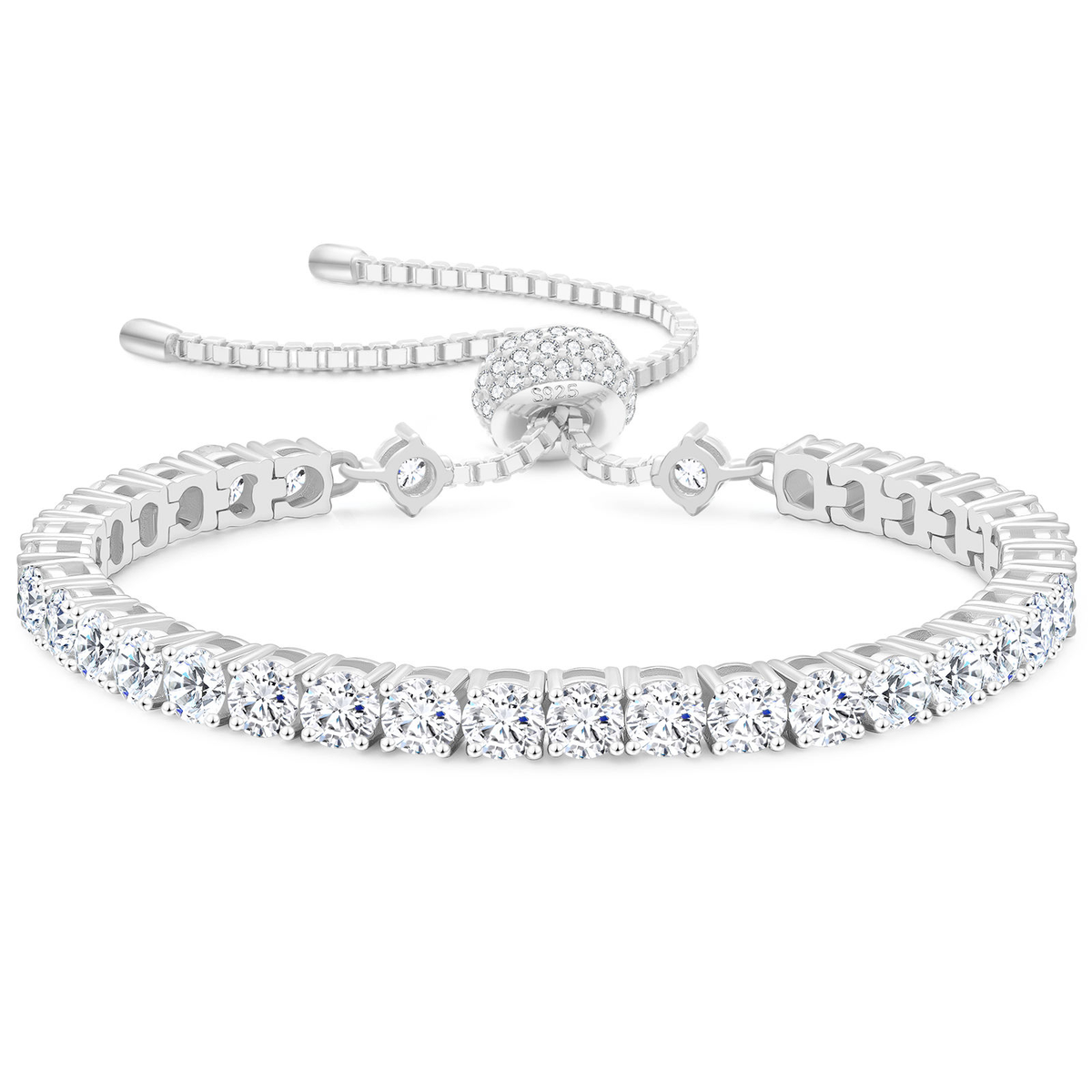 4mm Moissanite Tennis Adjustable White Gold