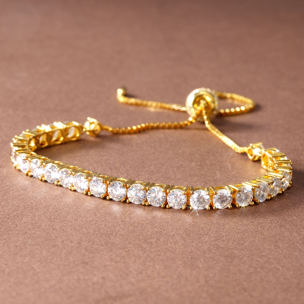 2mm Moissanite Tennis Adjustable 18K Gold
