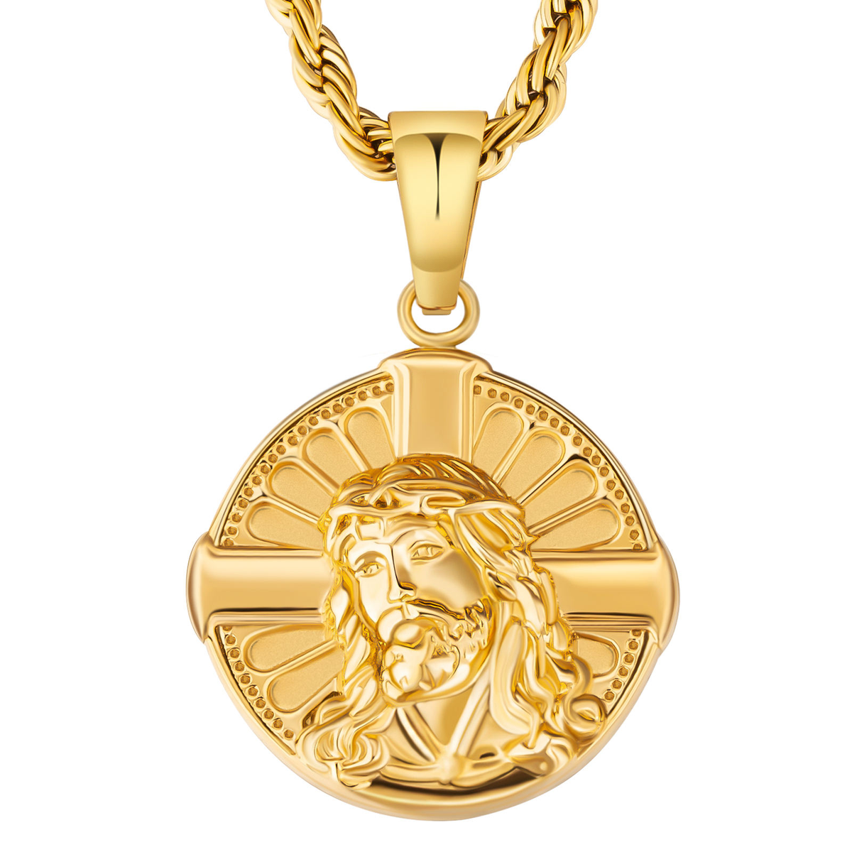 Jesus Cross Pendant Gold 22"