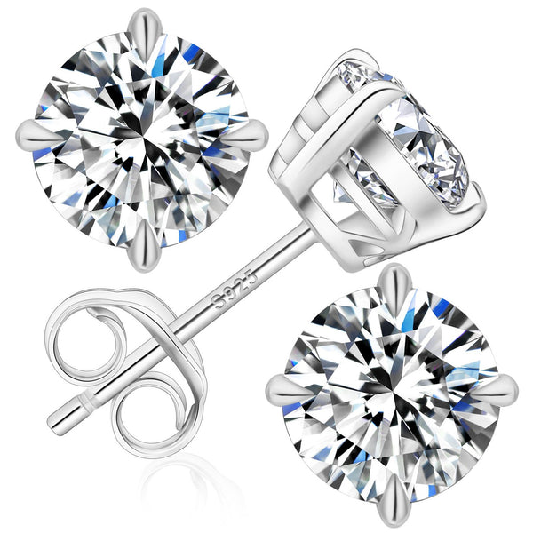 Moissanite Halo Stud Silver 7.5mm