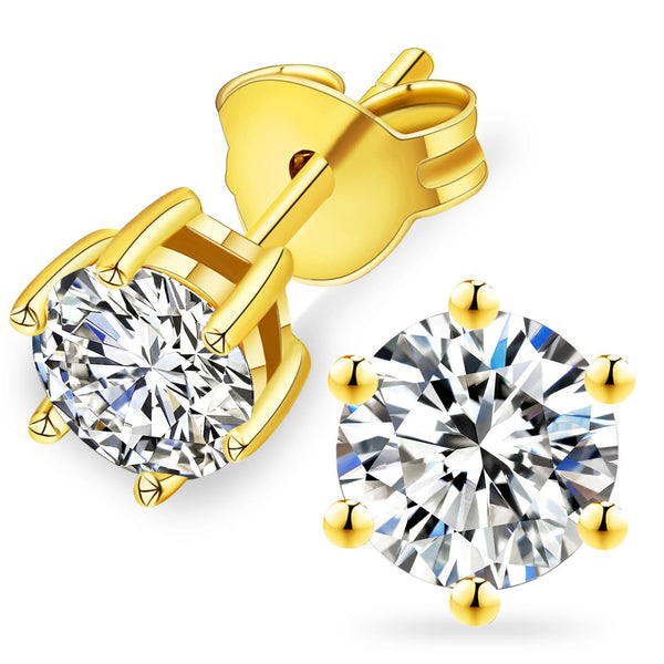 Moissanite 6-Claw Stud Gold 7.5mm
