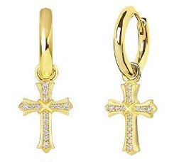 Moissanite Cross Hoop Earrings