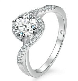 Moissanite Halo Solitaire Ring
