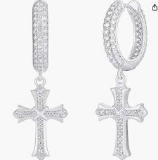 Moissanite Cross Drop Earrings