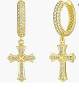 Moissanite Cross Drop Earrings