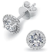Moissanite Round Halo Stud Earrings