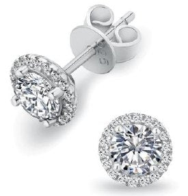 Moissanite Round Halo Stud Earrings