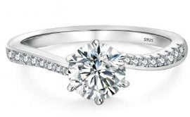 Moissanite 6-Claw Pave Ring