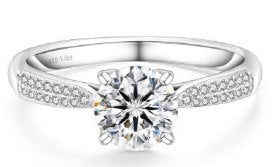 Moissanite 4-Claw Pave Ring