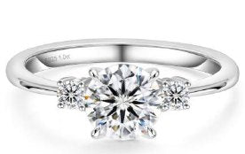 Moissanite 4-Claw Three-Stone Ring