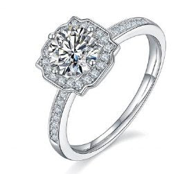 Moissanite Floral Halo Ring 1ct