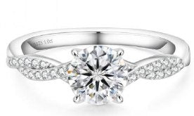 Moissanite Pave Solitaire Ring 1ct