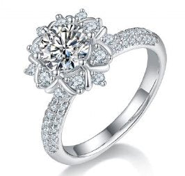Moissanite Starburst Halo Ring 1ct