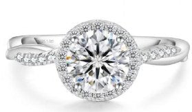 Moissanite Starburst Halo Ring 1ct