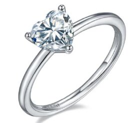 Moissanite Heart Solitaire Ring 1ct
