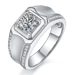 Men's Moissanite Beveled Ring 1ct