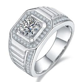 Men's Moissanite Step-Shank Ring 1ct