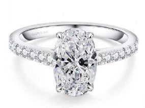 Moissanite Oval Pave Ring 7x9mm