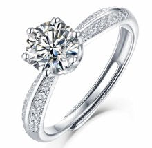 Moissanite Adjustable Pave Solitaire Ring