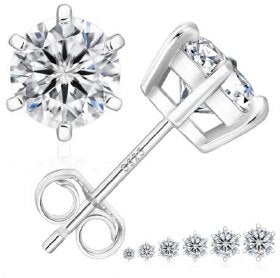 Moissanite 6-Claw Square Stud Earrings