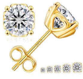 Moissanite 4-Claw Round Stud Earrings