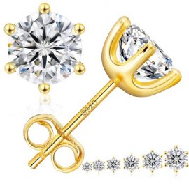 Moissanite 6-Prong Round Stud Earrings