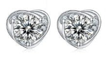 Moissanite Heart Halo Stud Earrings