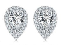 Moissanite Pear Halo Stud Earrings