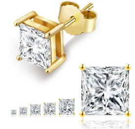 Moissanite Princess-Cut Stud Earrings