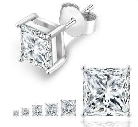 Moissanite Princess-Cut Stud Earrings