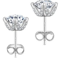 Moissanite Rose Stud Earrings