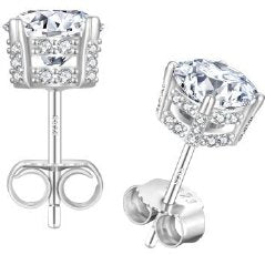 Moissanite Crown Stud Earrings