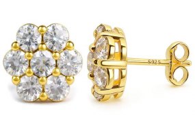 Moissanite Flower Cluster Stud Earrings