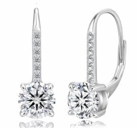 Moissanite Leverback Dangle Earrings