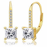 Moissanite Princess Leverback Dangle Earrings