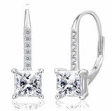 Moissanite Princess Leverback Dangle Earrings